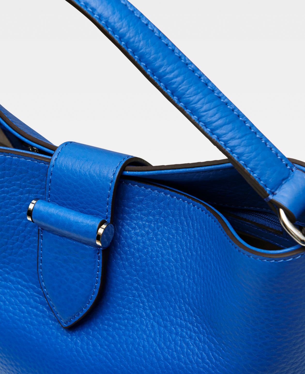 Blue leather bucket deals bag